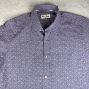Robert Graham Shirt Men 42 16.5 Purple Geometric Long Sleeve Button Up Flip Cuff